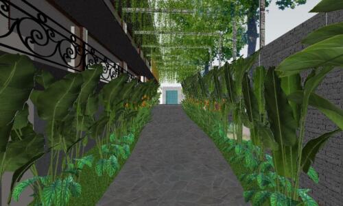 Feature wall to gate