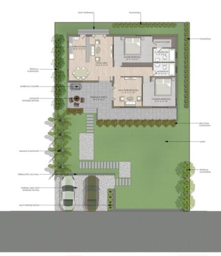 rendered plan - individual villa